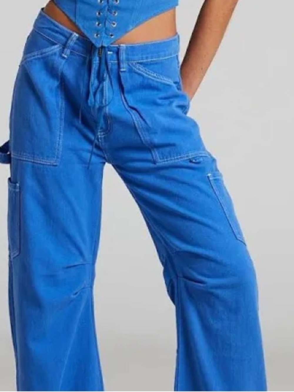 Lioness Blue Boyfriend Jeans - Wide Leg Cargo Style